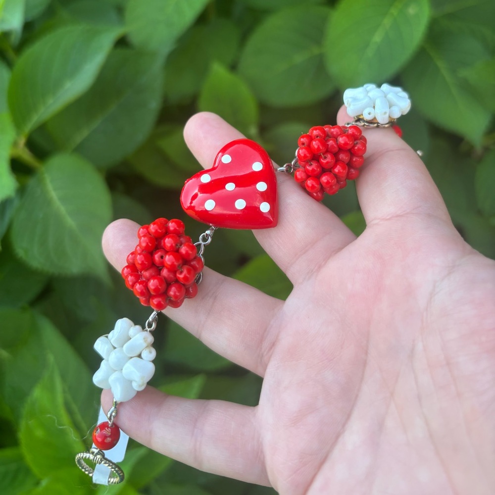 “Polka Dot Love” ❤️ ❤️ Hand crafted bracelet from repurposed vintage earrings